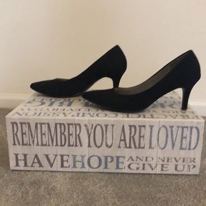 Black suede heels size 10